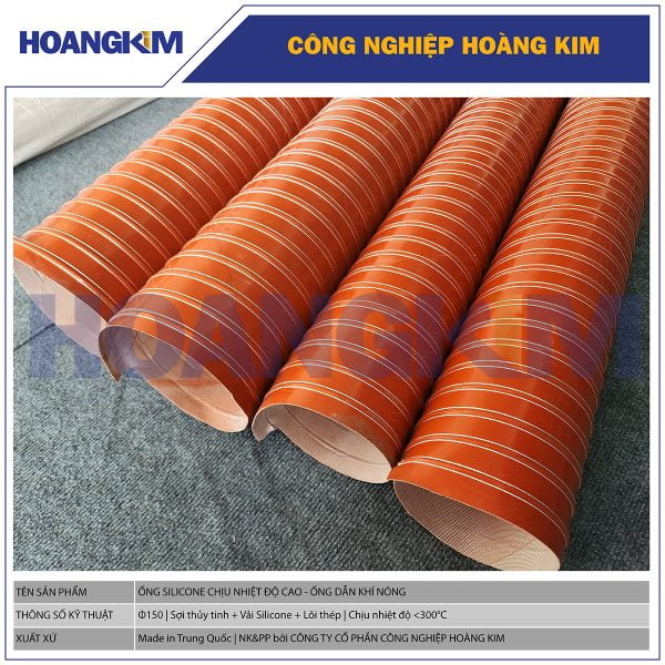 Ống Silicone màu cam dẫn khí nóng chịu nhiệt độ cao Phi 150 - Ống chống cháy