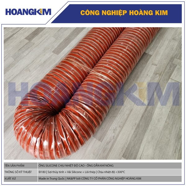 Ống Silicone chịu nhiệt độ cao Phi 180 - Ống dẫn khí nóng màu cam