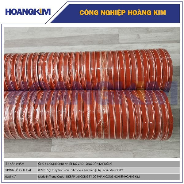 Ống Silicone chịu nhiệt độ cao Phi 220 - Ống dẫn hơi khí nóng màu đỏ cam - hoangkimjsc