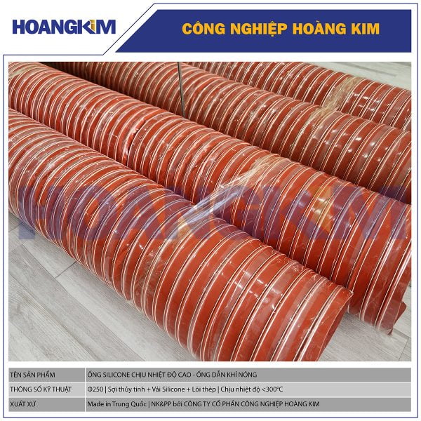 Ống Silicone chịu nhiệt độ cao Phi 250 - Ống dẫn hơi khí nóng màu đỏ cam - hoangkimjsc