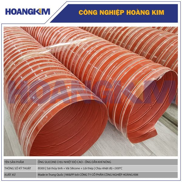 Ống Silicone chịu nhiệt độ cao Phi 300 - Ống dẫn hơi khí nóng màu đỏ cam - hoangkimjsc