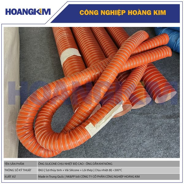 Ống Silicone Chịu Nhiệt Phi 63mm | Hoàng Kim - Linh Hoạt, Bền Bỉ Cho Máy Hút Dẫn Khí Nóng