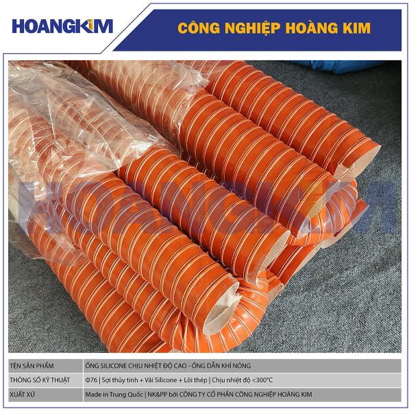 Ống Silicone Chịu Nhiệt Phi 76mm | Hoàng Kim - Linh Hoạt, Hiệu Quả Cho Máy Ép Nhựa