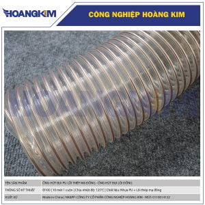 Ống hút bụi PU lõi thép mạ đồng Phi 100 | Ống hút bụi gân đồng