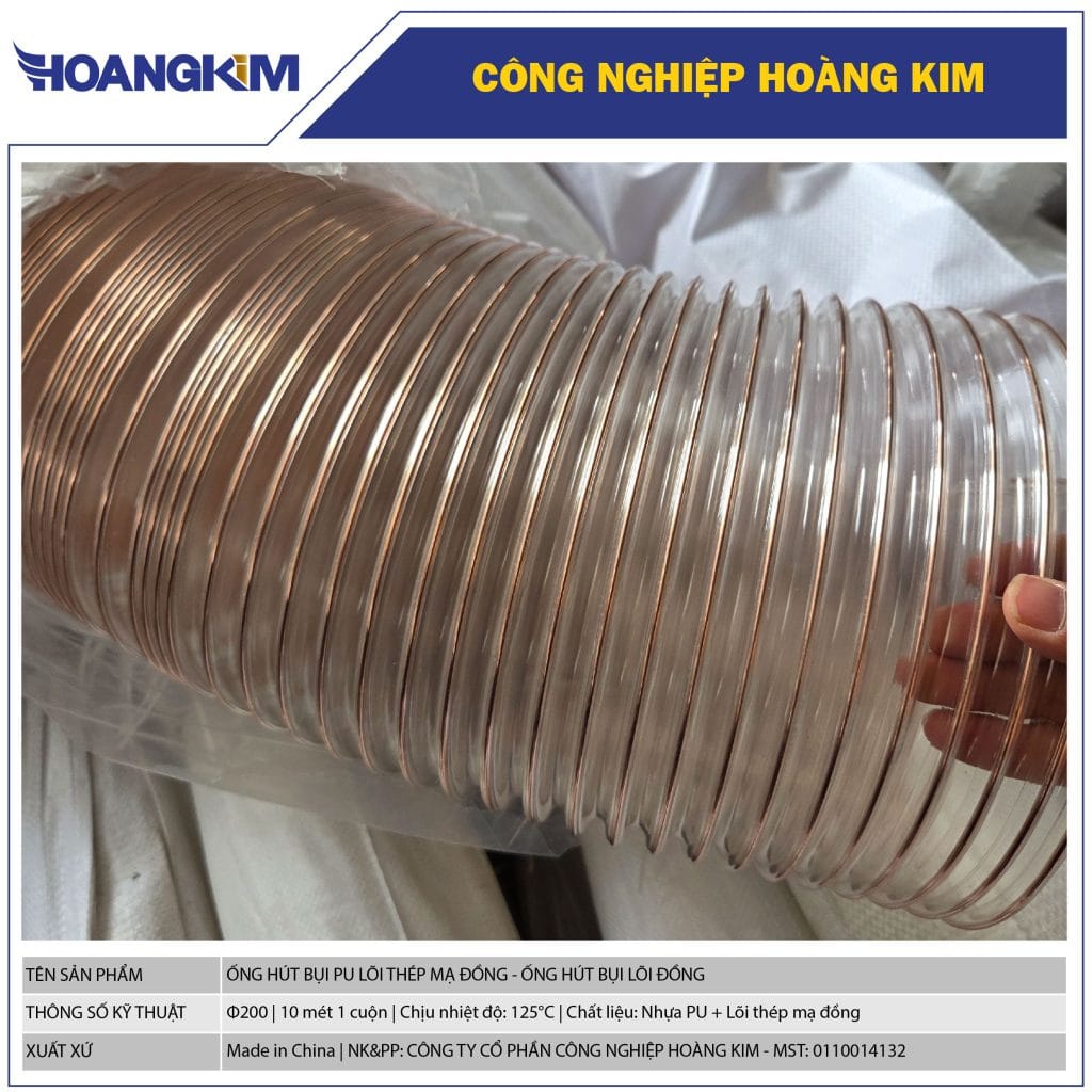 Ống hút bụi PU lõi thép mạ đồng - Ống hút bụi lõi đồng Phi 200 - hoangkimjsc-01
